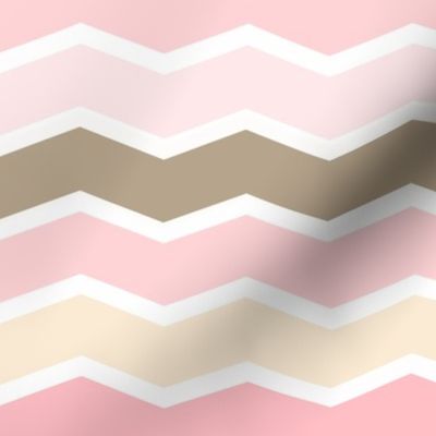 Girly Pink and Brown Geometric Thin Chevron Pattern
