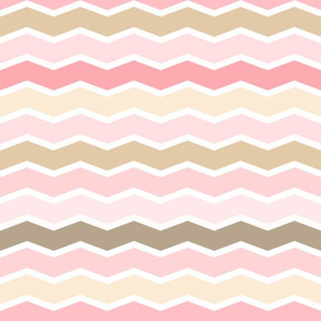 Girly Pink and Brown Geometric Thin Chevron Pattern