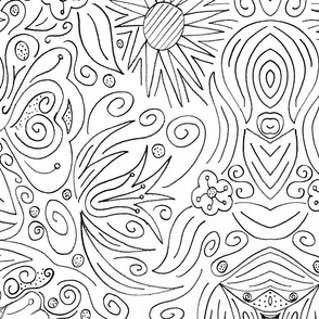 Floral coloring book wallpaper