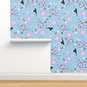 Cute Veterinarian / Veterinary Technician Love Print Blue