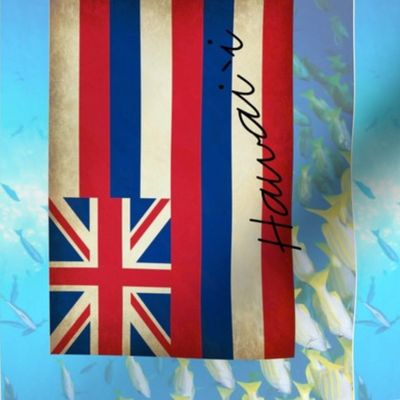 Hawai`ian Flag with Ocean 