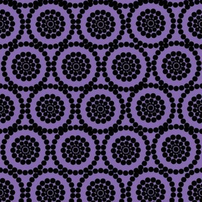 Geometric Flowers Black and Purple