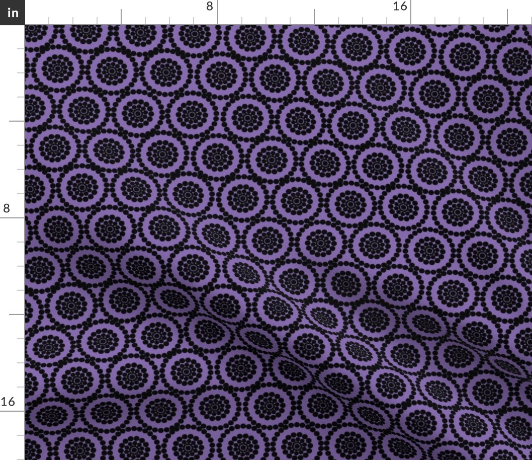 Geometric Flowers Black and Purple