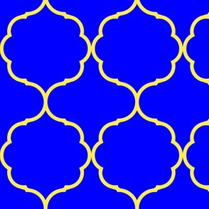 Hexafoil royal blue with yellow outline