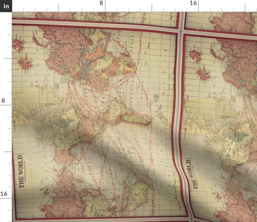 Vintage world map, FQ vert