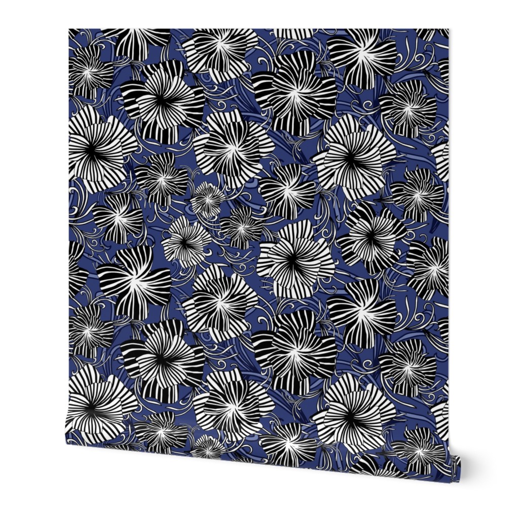 monotone floral on navy