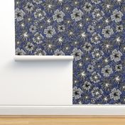 monotone floral on navy