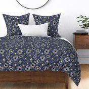 monotone floral on navy