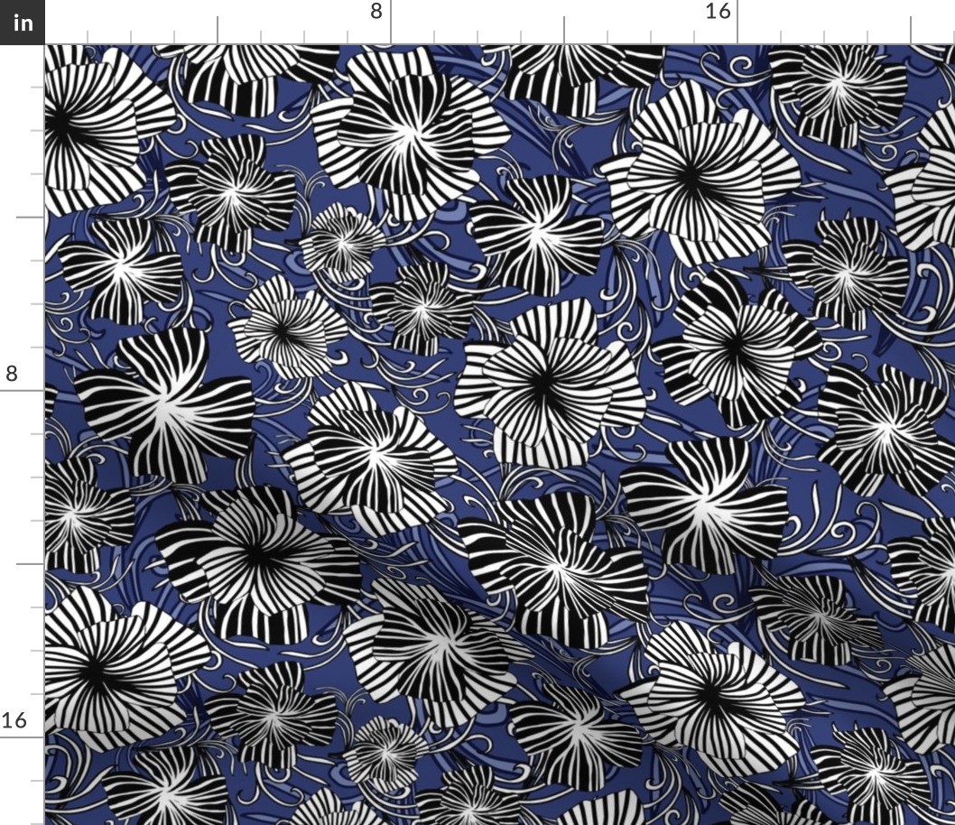 monotone floral on navy