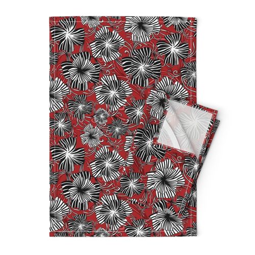 monotone floral on red