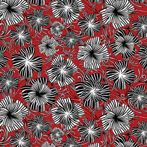 monotone floral on red