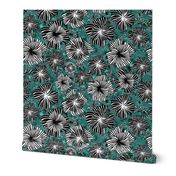monotone floral on green