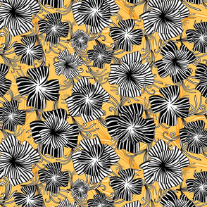 monotone floral on yellow