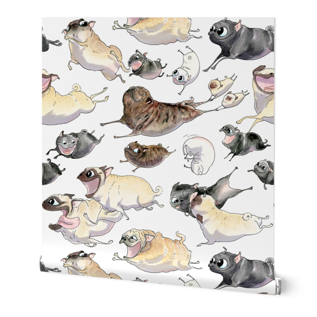 Pugs on the Move - white
