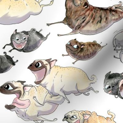 Pugs on the Move - white
