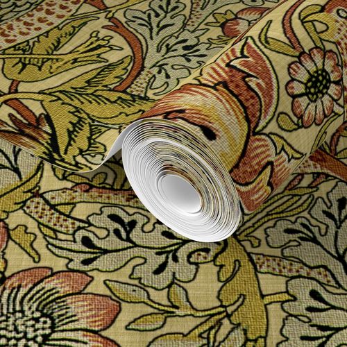William Morris Vintage Melsetter Linen Cream Red Floral Wrapping Paper by  Archipelago