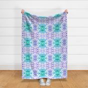 Floral Watercolour Kaleidescope - Small Flower Print in Purple and Teal