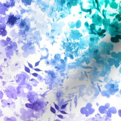 Floral Watercolour Kaleidescope - Small Flower Print in Purple and Teal