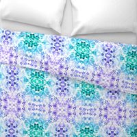 Floral Watercolour Kaleidescope - Small Flower Print in Purple and Teal