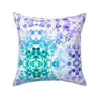 Floral Watercolour Kaleidescope - Small Flower Print in Purple and Teal