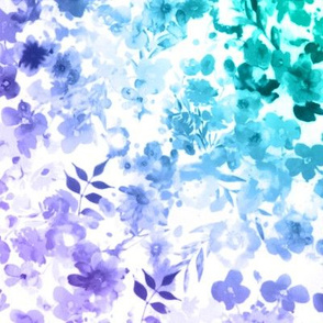 Floral Watercolour Kaleidescope - Small Flower Print in Purple and Teal