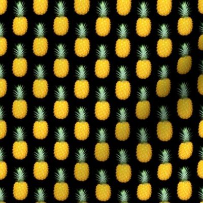 Pineapple photo repeating pattern - Tropical fruit print on black background