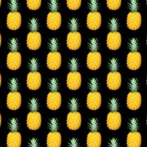 Pineapple photo repeating pattern - Tropical fruit print on black background