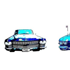 Two blue cadillac