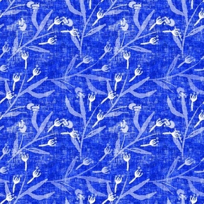 Sketched floral on Cobalt Blue