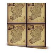 Ireland map, vintage, FQ vert.