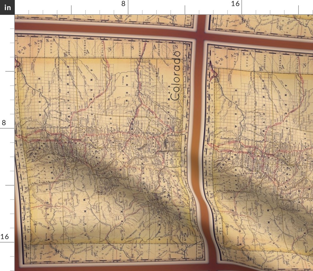 vintage Colorado map, FQ vert