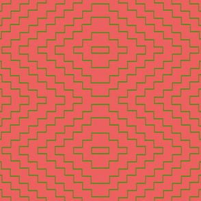 Aztec in Bright Coral and Green