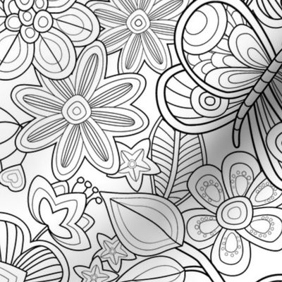 My butterflies and flowers in black and white