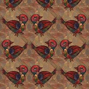 Birds - Layered, Light Brown Pattern