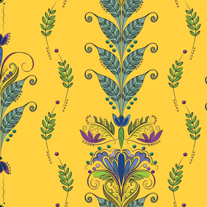 The-Vine floral on yellow 