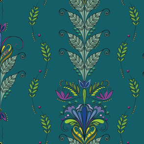 The-Vine floral on aqua 