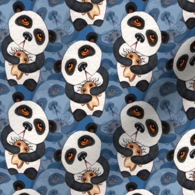 Pandas - Layered on Blue