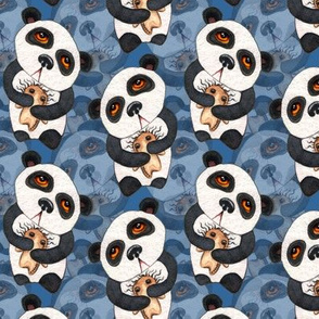 Pandas - Layered on Blue