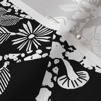 linocut florals // black and white floral print linocut stamps andrea lauren fabric andrea lauren design