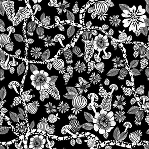 linocut florals // black and white floral print linocut stamps andrea lauren fabric andrea lauren design