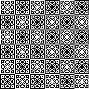 Flowers in squares (black and white)