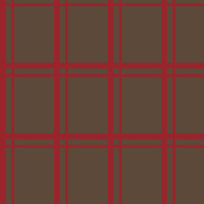 Plaid-Stripes in Red on Brown