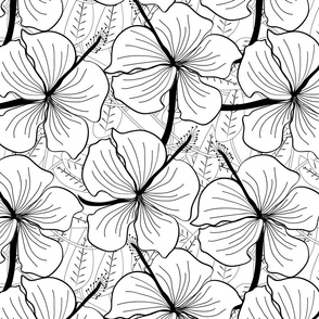 hibiscus_black_and_white