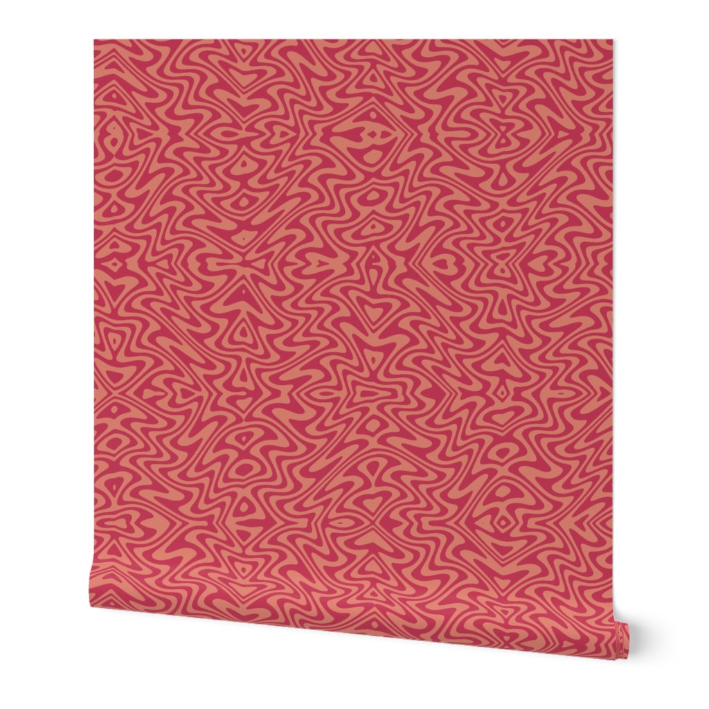 art nouveau butterfly swirl in red and blush