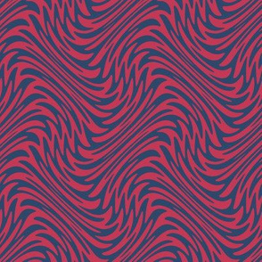 feather swirl in red and navy blue