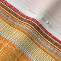 Faux Linen stripe Sundown orange