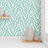 feather zigzag in  mint and white