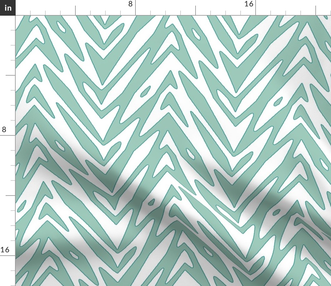 feather zigzag in  mint and white