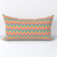 Watercolor Ikat Chevron Teal Peach Small