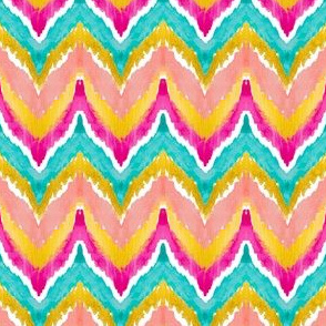 Watercolor Ikat Chevron Teal Peach Small